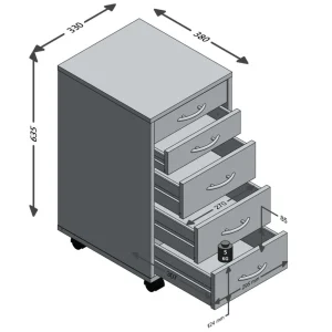 FMD Armoire Mobile Avec 5 Tiroirs Chêne magasin 12