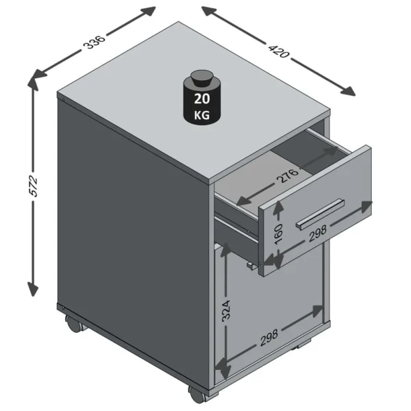 FMD Armoire Mobile à Tiroir Couleur Chêne Et Blanc Pas Cher soldes France 5