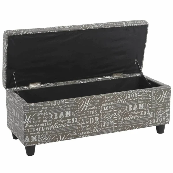 Mendler Banc/banquette/coffre De Rangement Kriens, 112x45x45cm, Tissu, Gris Wo… marque pas cher 4