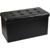 Jardindeco Banc Coffre Polyuréthane Couvercle Capitonné Noir. offre spéciale 13