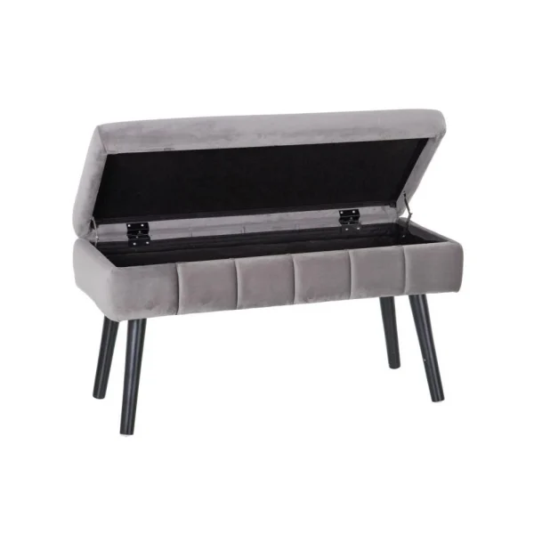 Tousmesmeubles Banquette-malle Tissu Gris/Bois Noir – ETIOR Retour Facile et Gratuit 3