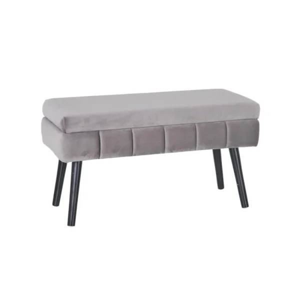 Tousmesmeubles Banquette-malle Tissu Gris/Bois Noir – ETIOR Retour Facile et Gratuit 1