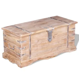 ﻿soldes VidaXL Coffre De Rangement Bois D’Acacia 9