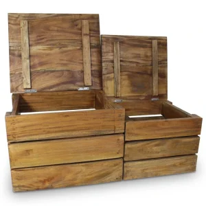 REMISE allant jusqu. VidaXL Jeu De Caisse De Rangement 2 Pcs Bois De Récupération Massif 9