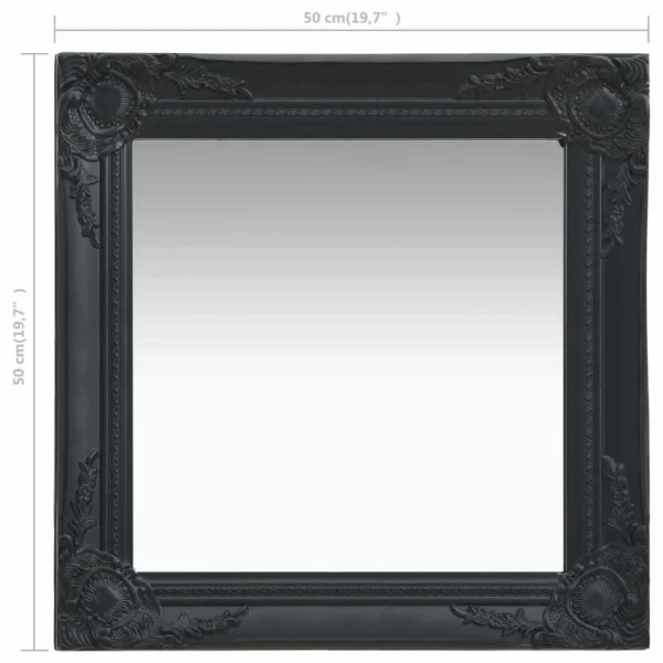 comparez les prix VidaXL Miroir Mural Style Baroque 50×50 Cm Noir 6