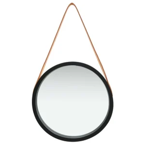 VidaXL Miroir Mural Avec Sangle 40 Cm Noir Livraison rapide 9