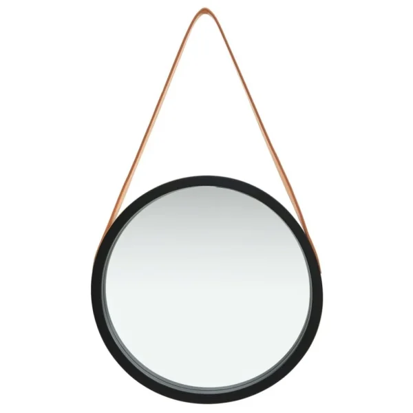 VidaXL Miroir Mural Avec Sangle 40 Cm Noir Livraison rapide 3