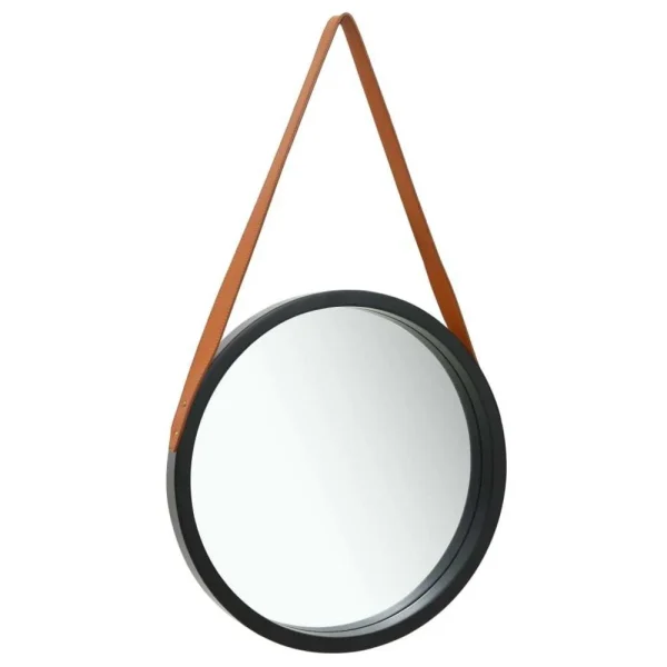 VidaXL Miroir Mural Avec Sangle 40 Cm Noir Livraison rapide 1