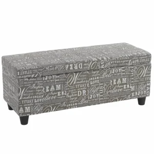 Mendler Banc/banquette/coffre De Rangement Kriens, 112x45x45cm, Tissu, Gris Wo… marque pas cher 9