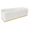 soldes luxe MENZZO Banc Coffre Alexandrie Velours Blanc Pied Or 17