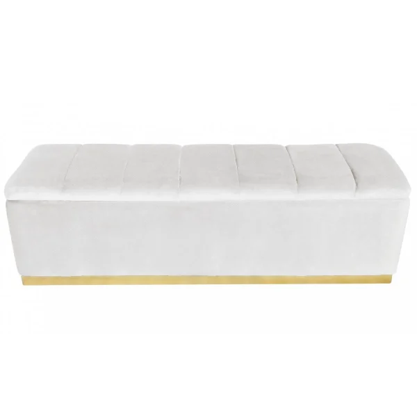 soldes luxe MENZZO Banc Coffre Alexandrie Velours Blanc Pied Or 3