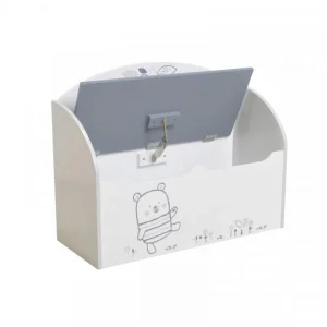 Dansmamaison Coffre à Jouets Blanc/Gris – NOURS – L 69 X L 29 X H 54 Cm Nouvelle Collection 12