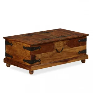 soldes de Noël Chunhelife Coffre De Rangement Bois Massif De Sesham 90 X 50 X 35 Cm 11