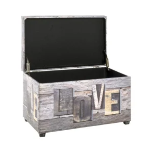 magasins pas chers Pegane Coffre De Rangement Imitation Cuir Motif “Love” – 65 X 40 X 42 Cm 7