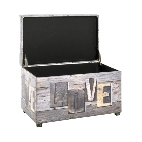 magasins pas chers Pegane Coffre De Rangement Imitation Cuir Motif “Love” – 65 X 40 X 42 Cm 3