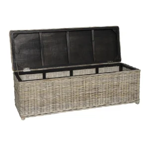 Vente-unique Coffre De Rangement En Kubu GAO – L130 X P45 X H44 Cm – Gris Naturel De Qualité 11