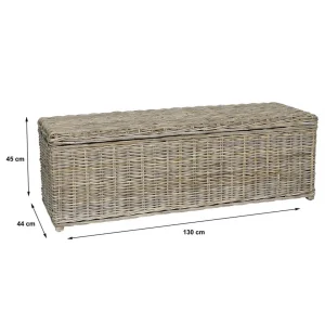 Vente-unique Coffre De Rangement En Kubu GAO – L130 X P45 X H44 Cm – Gris Naturel De Qualité 13