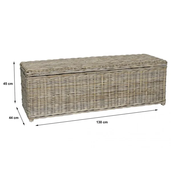 Vente-unique Coffre De Rangement En Kubu GAO – L130 X P45 X H44 Cm – Gris Naturel De Qualité 5