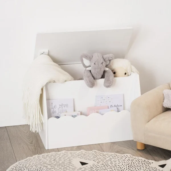 Atmosphera, Createur D’Interieur Coffre Jouets Biblio Enfant Bois Blanc Atmosphera guranteed de qualité 1