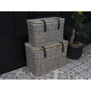 en solde Vente-unique Lot De 2 Malles En Kubu NEFTA – L80 X P45 X H55 Cm Et L70 X P35 X H45 … 9