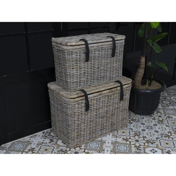 en solde Vente-unique Lot De 2 Malles En Kubu NEFTA – L80 X P45 X H55 Cm Et L70 X P35 X H45 … 3