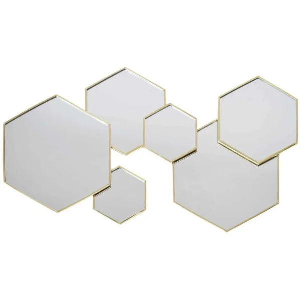 The Home Deco Factory Décoration Murale Miroirs En Métal Doré Hexagonale. vente pas cher 1