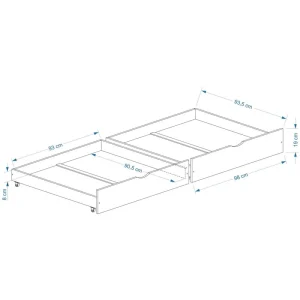 IDIMEX Lot De 2 Tiroirs FELIX, Rangement Sous Lit 90×200 Cm En Pin Massif Las… soldes ligne 6