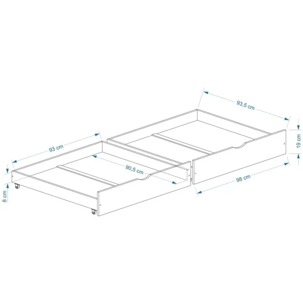 IDIMEX Lot De 2 Tiroirs FELIX, Rangement Sous Lit 90×200 Cm En Pin Massif Las… soldes ligne 3