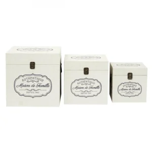 Altobuy INGA – Lot De 3 Malles Cubes Tissu Blanc Motif Authentique De super promotions disponibles 9