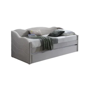 design à la mode Vente-unique Lit Banquette Gigogne 2 X 90 X 190 Cm – Velours – Beige – LENVIA 13