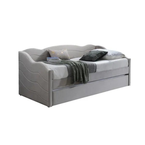 design à la mode Vente-unique Lit Banquette Gigogne 2 X 90 X 190 Cm – Velours – Beige – LENVIA 5