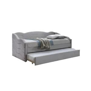 design à la mode Vente-unique Lit Banquette Gigogne 2 X 90 X 190 Cm – Velours – Beige – LENVIA 15