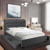 Le Quai Des Affaires Lit CHELSEA 140×190 + 4 Tiroirs + Sommier / Gris Foncé soldes 17