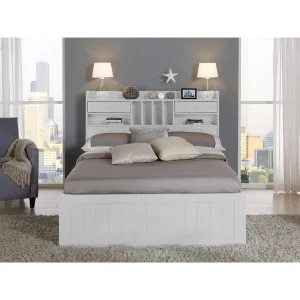 Vente-unique Lit Avec Rangements 140 X 190 Cm – Blanc – MEDERICK REMISE allant 11