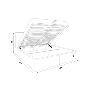 Retour Gratuit Interbeds Lit Rembourré Hilton Avec Rangement 140×200 En Bleu 13