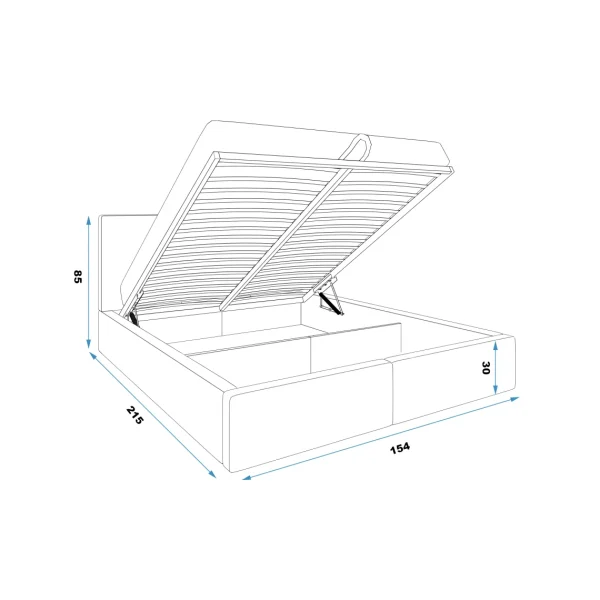 Retour Gratuit Interbeds Lit Rembourré Hilton Avec Rangement 140×200 En Bleu 5