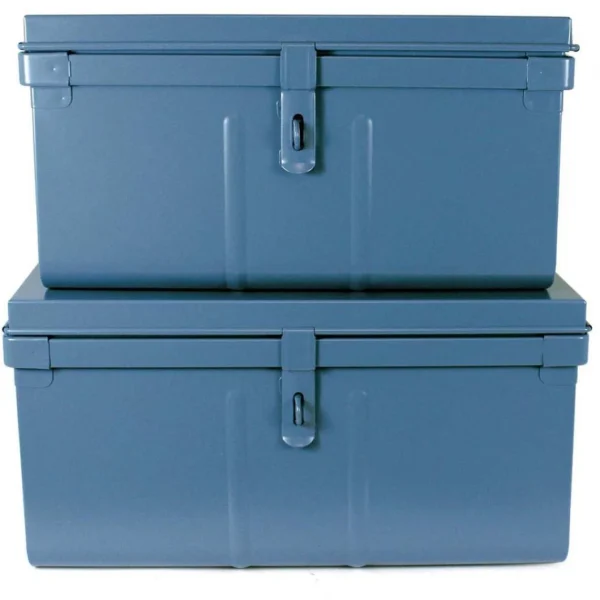 boutiqued pas cher PIERRE HENRY Lot De 2 Coffres En Métal Habitat Bleu. 4