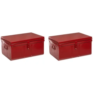 Meilleur Prix Garanti PIERRE HENRY Lot De 2 Coffres En Métal Habitat Rouge. 10