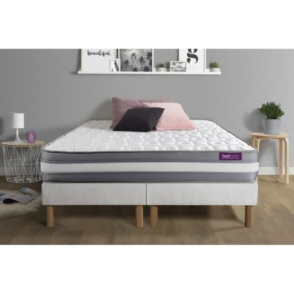 SEPTNUITS Matelas 180×200 + Double Sommiers 90×200 Memo Plus Mémoire De Forme 3… meilleur service 1