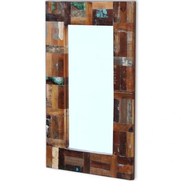 achetez SANS MARQUE Miroir Bois De Récupération Massif 80 X 50 Cm – Multicolore 5