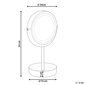 Beliani Miroir De Table Argenté Et Blanc à LED ø 26 Cm SAVOIE en vente 8