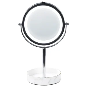 Beliani Miroir De Table Argenté Et Blanc à LED ø 26 Cm SAVOIE en vente 10