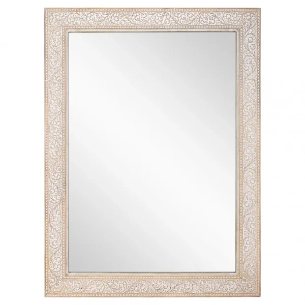 Officielle WOMO-DESIGN Miroir Mural Avec Cadre En Bois Massif 90×120 Cm Bois De Mangue WOMO D… 1