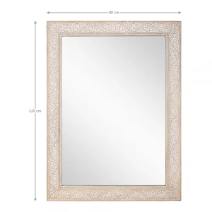 Officielle WOMO-DESIGN Miroir Mural Avec Cadre En Bois Massif 90×120 Cm Bois De Mangue WOMO D… 12