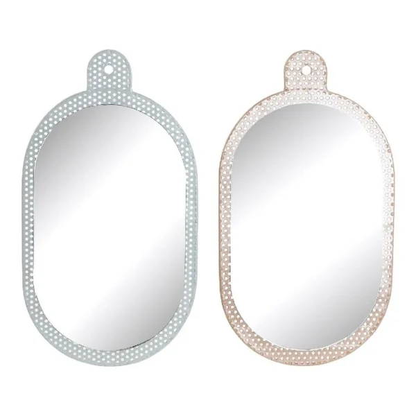 Neuve avec étiquette Miroir Mural DKD Home Decor Blanc Rose Métal Verre (2 Pcs) (22 X 1.5 … 1