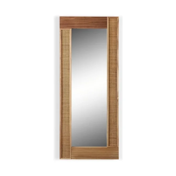 vente pas cher Versa Miroir Mural Rotin Bois De Paulownia (120 X 50 X 1,8 Cm) 1