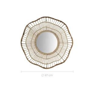 excellente qualité Rendez Vous Déco Miroir Oliva En Rotin D67 Cm 9