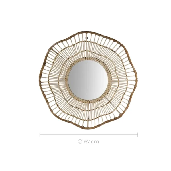 excellente qualité Rendez Vous Déco Miroir Oliva En Rotin D67 Cm 3