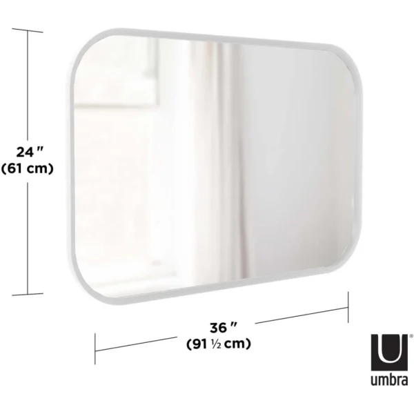 Umbra Miroir Rectangulaire Rebord Caoutchouc 61 X 91 Cm Hub Blanc. pas cher en ligne 4