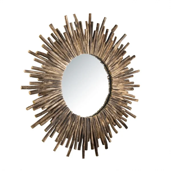 mode MACABANE Miroir Rond Soleil Bois Nature Branches – CLEA 3